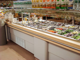 bumper rail protection for supermarket delicatessen refrigerator