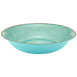 Dalebrook Casablanca TBL1631 Blue large ceramic round bowl with textured surface on a white background
