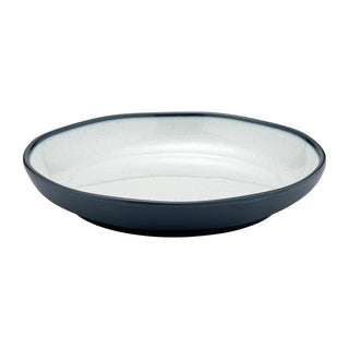 Dalebrook Marl TBL4603 Steel Blue large deep melamine plate with a stoneware-effect finish, perfect for soups, stews, or main courses.