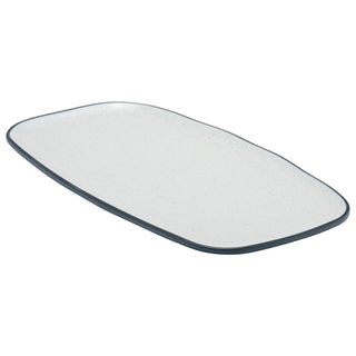 Dalebrook Marl TBL4609 Steel Blue rectangular melamine plate with a ceramic-look finish, ideal for serving shared appetisers, sushi, or desserts.