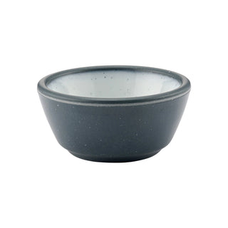 Dalebrook Marl TBL4610 Steel Blue melamine ramekin with a speckled stoneware-effect finish, ideal for sauces, dips, or condiments.