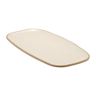 Dalebrook Marl TCM4608 Cream rectangular melamine plate in a contemporary stoneware-effect finish, ideal for sides, desserts, or appetisers.