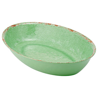 Dalebrook Casablanca TG16312 Green extra large ceramic oval bowl with textured surface on a white background