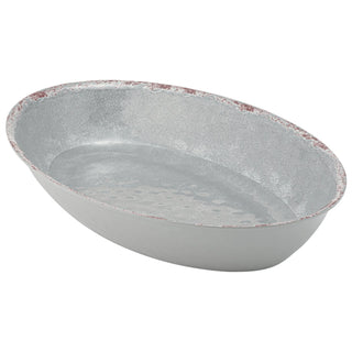 Dalebrook Casablanca TGY16312 Grey extra large ceramic oval bowl with textured surface on a white background