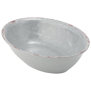 Dalebrook Casablanca TGY1638 Grey medium ceramic oval bowl with textured surface on a white background
