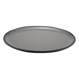 Dalebrook Marl TGY4604 Charcoal Grey large shallow cream melamine dish with a handcrafted stoneware-effect finish, ideal for buffet or catering displays.
