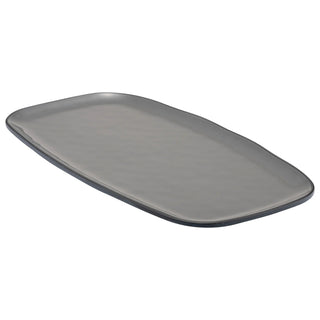 Dalebrook Marl TGY4609 Charcoal Grey rectangular melamine plate with a ceramic-look finish, ideal for serving shared appetisers, sushi, or desserts.