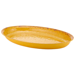 Dalebrook Casablanca TOR16311 Orange large ceramic oval bowl with textured surface on a white background