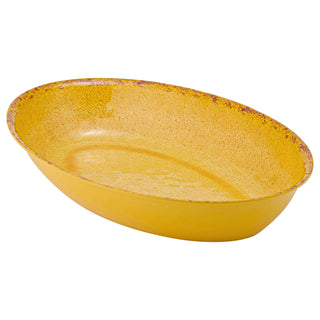 Dalebrook Casablanca TOR16312 Orange extra large ceramic oval bowl with textured surface on a white background