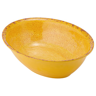 Dalebrook Casablanca TOR1638 Orange medium ceramic oval bowl with textured surface on a white background