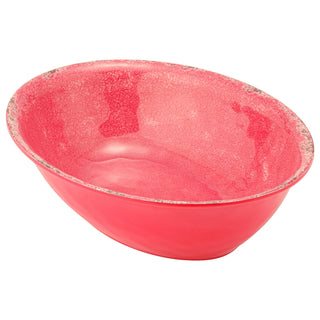 Dalebrook Casablanca TR1638 Red medium ceramic oval bowl with textured surface on a white background