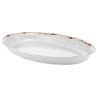 Dalebrook Casablanca TW16311 White large ceramic oval bowl with textured surface on a white background