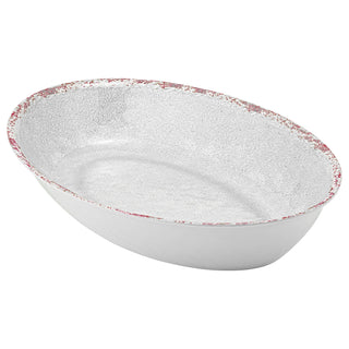 Dalebrook Casablanca TW16312 White extra large ceramic oval bowl with textured surface on a white background