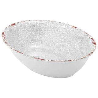 Dalebrook Casablanca TW1638 White medium ceramic oval bowl with textured surface on a white background