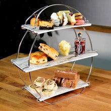 Load image into Gallery viewer, Dalebrook TSS3000MA Silver Afternoon Tea Stand Marble Platter Euroswift